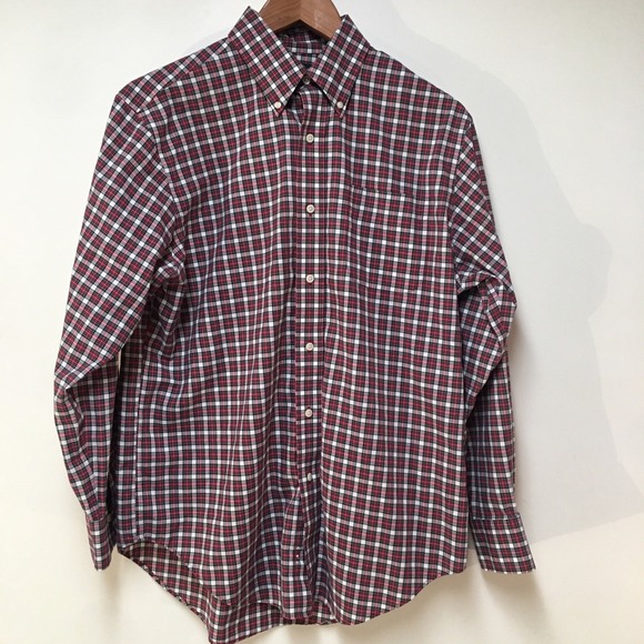 Lauren Ralph Lauren Men 15.5 32/33 Dress Shirt Red Plaid Button Classic Non Iron - Picture 1 of 10